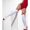 Smiffys Opaque Hold-Ups, White, With Red Bows Accessories 1 Smiffys Opaque Hold-Ups, White, With Red Bows Accessories