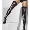 Smiffys Opaque Hold-Ups, Black, With Skeleton Print