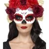 Smiffys Day Of The Dead Rose Eye Mask Accessories