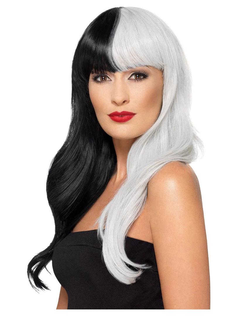 Smiffys Women's Deluxe Wig, Half & Half With Fringe 3 Smiffys Women's Deluxe Wig, Half & Half With Fringe